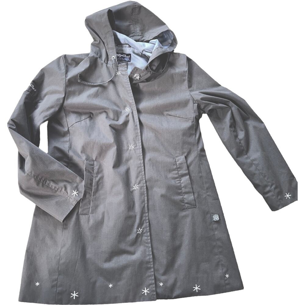 NWOT Rip Curl Gray Hooded Rain Coat Juniors Size Medium